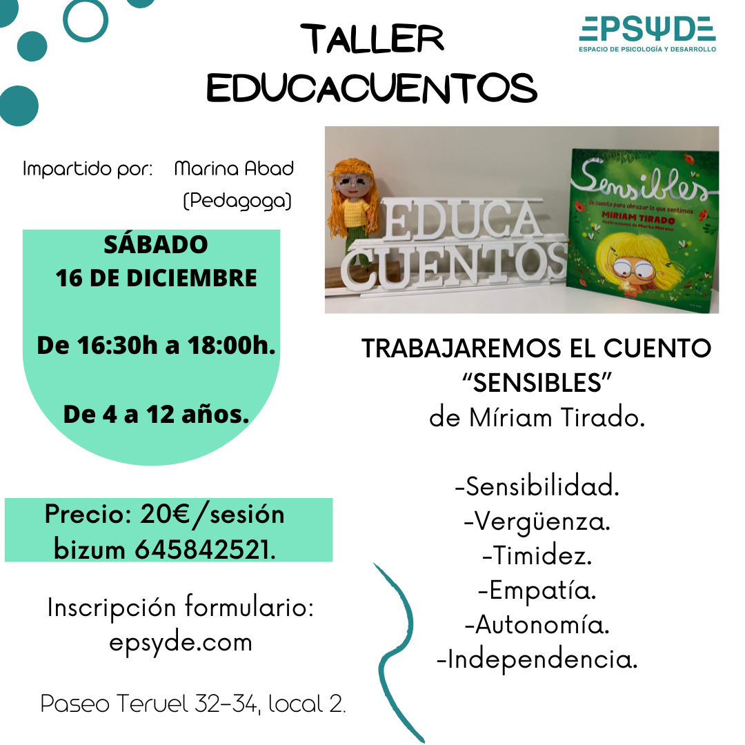 Portada del Taller Educacuentos el 16 de diciembre de 2023