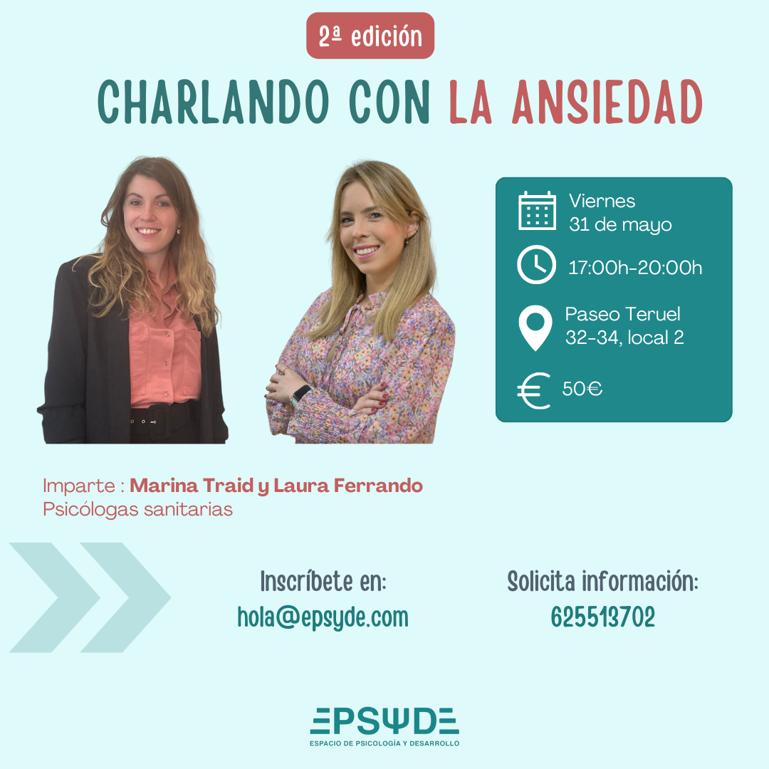Portada de la 2ª edicion - Taller Charlando con la ansiedad Epsyde